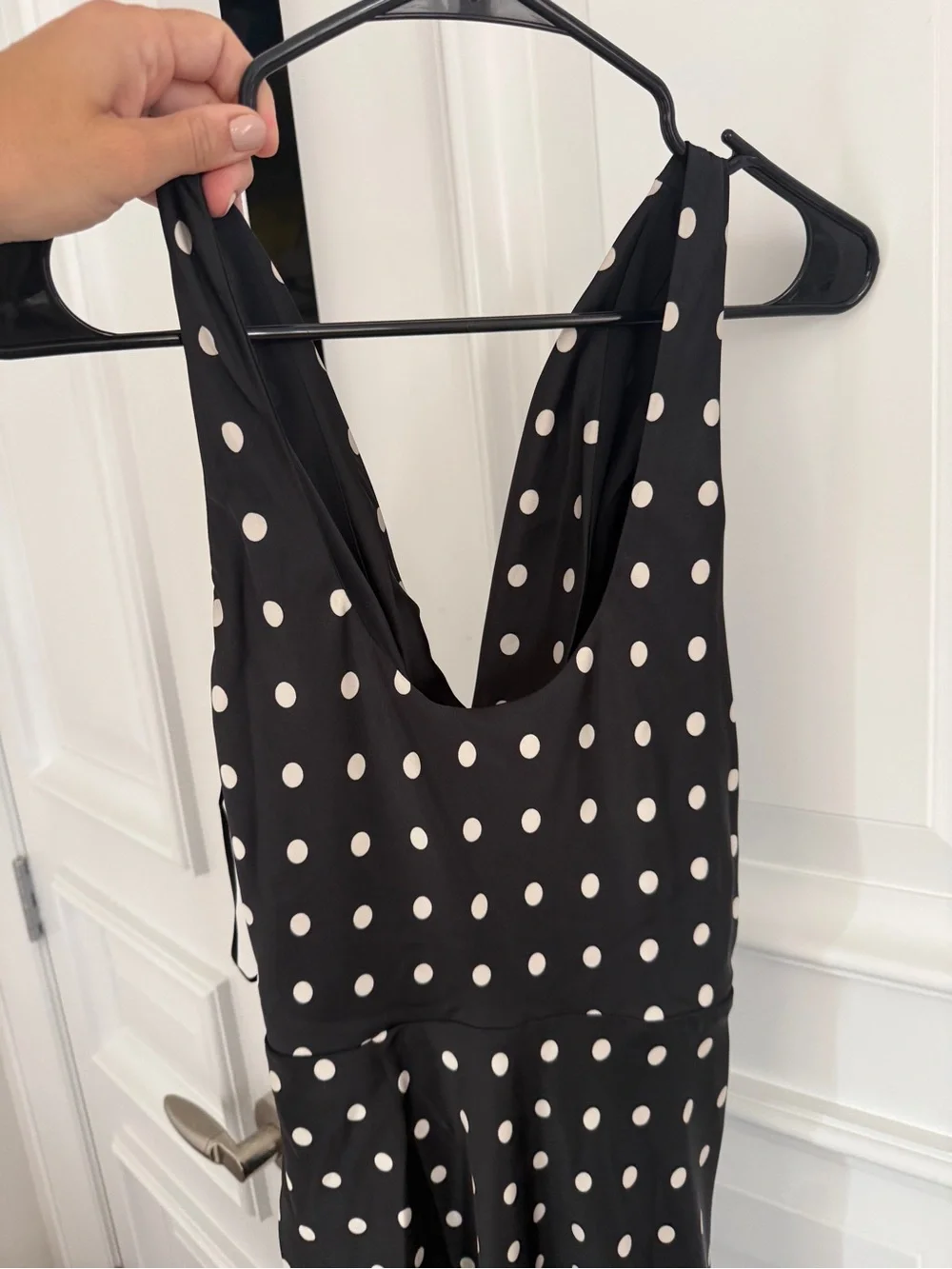Abercrombie & Fitch Black and White Polka Dot Cowl Neck Maxi Dress